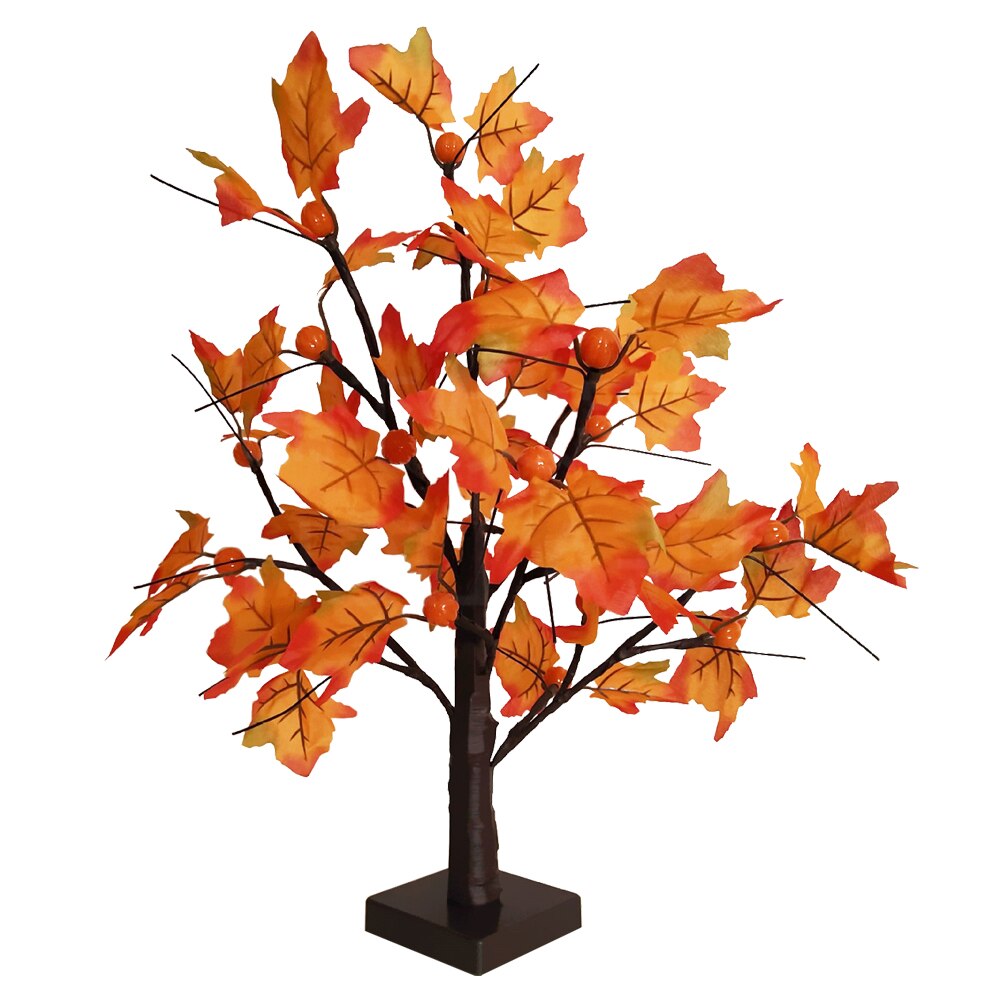 24 LED Künstliche Herbst Ahorn Batterie Betrieben Tabletop Licht Herbst Ahorn Blätter Acorn Baum Tisch Lampe Hochzeit Hause Dekoration