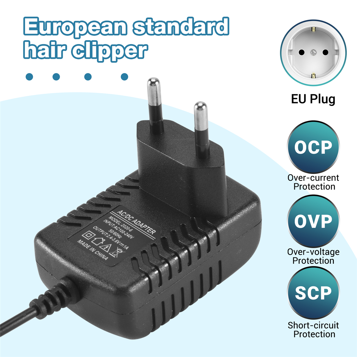 2.4V 3.6V Charger EU Plug Power Adapter Electric Shaver Charger for Adults , Children,Pet Clippers