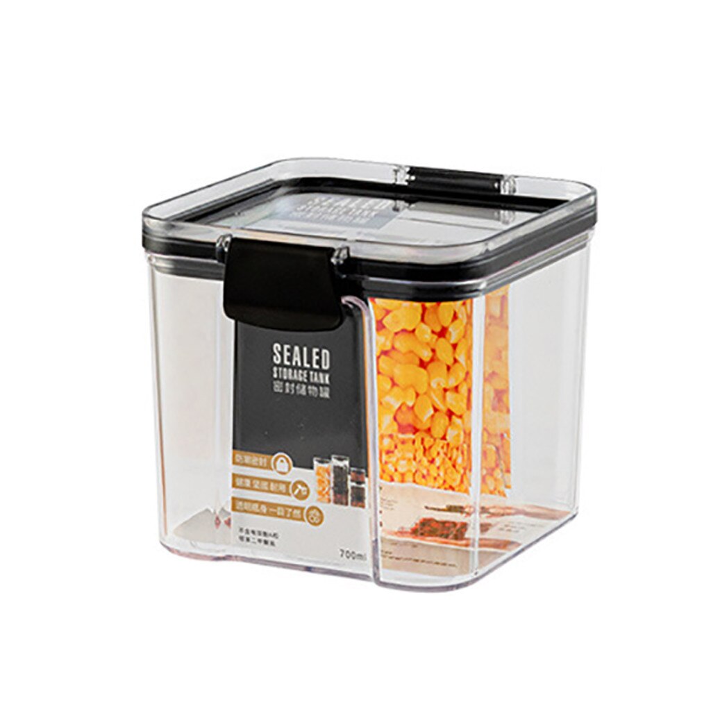 Storage Box Square Transparent Sealed Fresh Box Home Sealed Moisture-Proof Transparent Cereal Food Pasta Storage Box #YL5: B