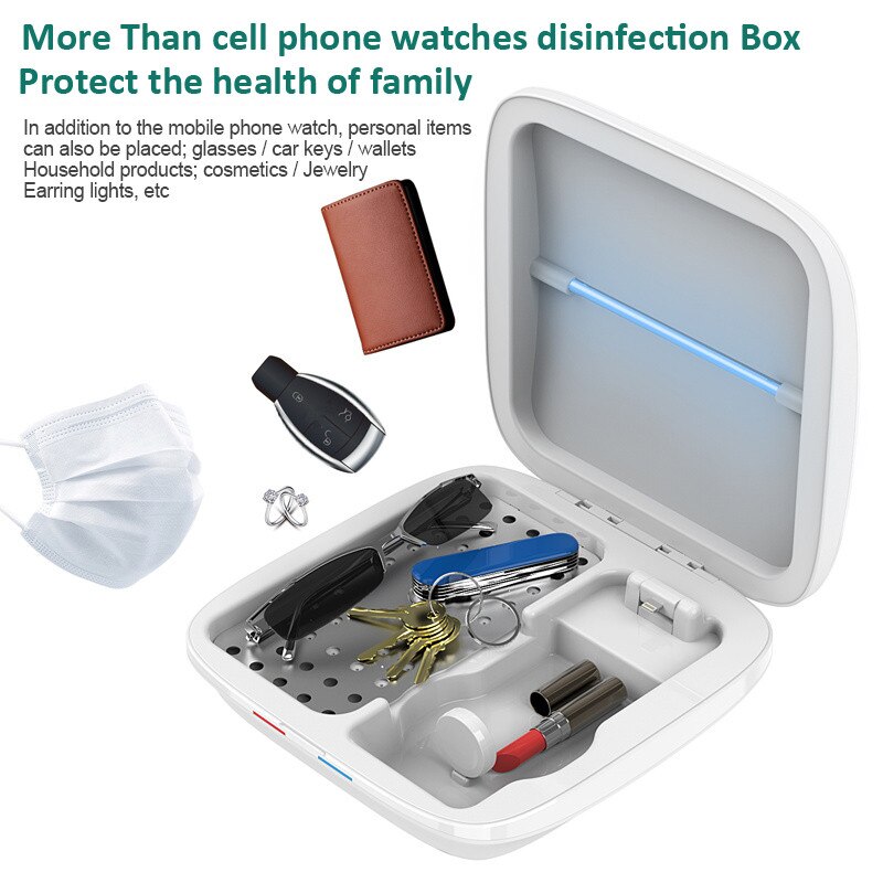 4in1 qi caixa de esterilização carregador sem fio esterilizador do telefone caixa luz uv desinfecção para iphone 11 pro apple relógio para airpods