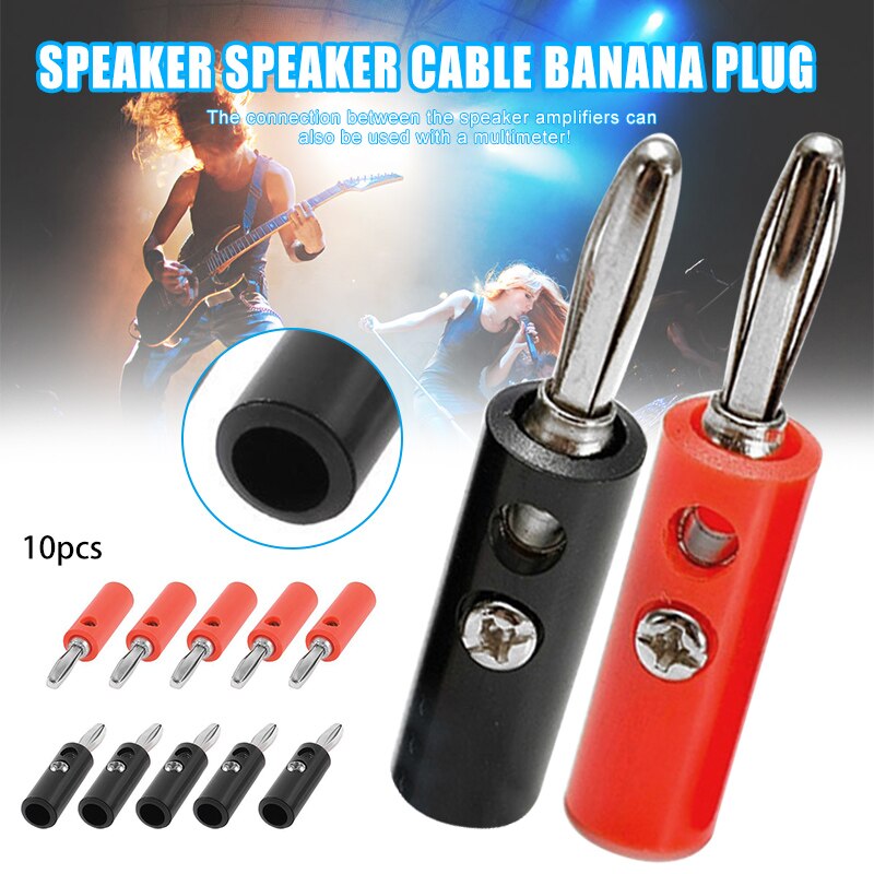 10 Stuks 4 Mm Banana Plug Connector Jack Schroef-Type Banaan Hoofd Zwart En Rood Kleur Dq-