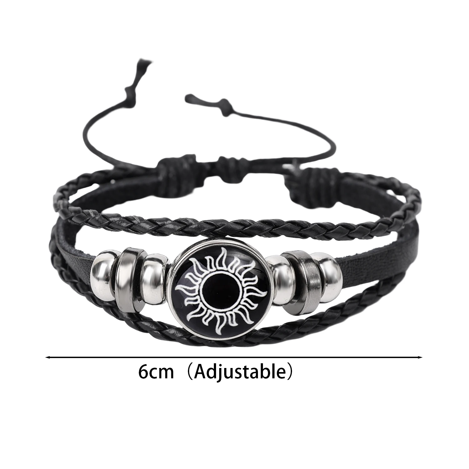 2 pçs luminosa casal amizade pulseira sol e lua ajustável romântico preto trançado pulseiras moda criativa jóias presentes: Estampagem a quente