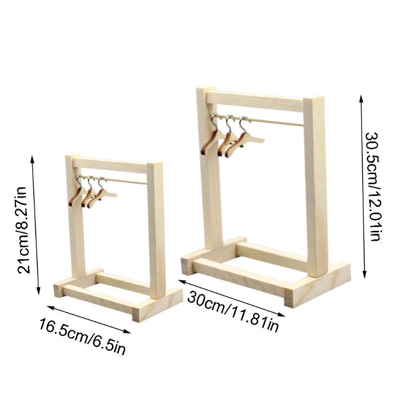 Pop Houten Kledingrek Kledingstuk Organizer Hangers Voor Poppen Handtas Kleding Hoeden Sjaal Houder Pop Accessoires