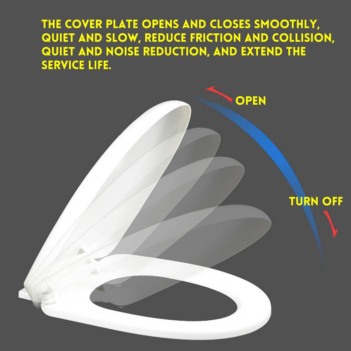 1Pcs PP Universal Slow-Close Toilet Seat Lid Cover Set Thicken Replacement Antibacterial Square Round U Type Toilet Seats Cover