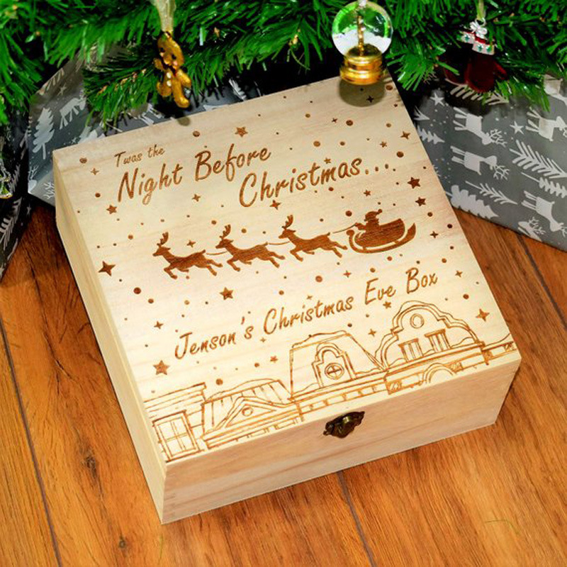 Christmas Eve Box Xmas Party Favour Wooden Boxes For Special: Dark Khaki