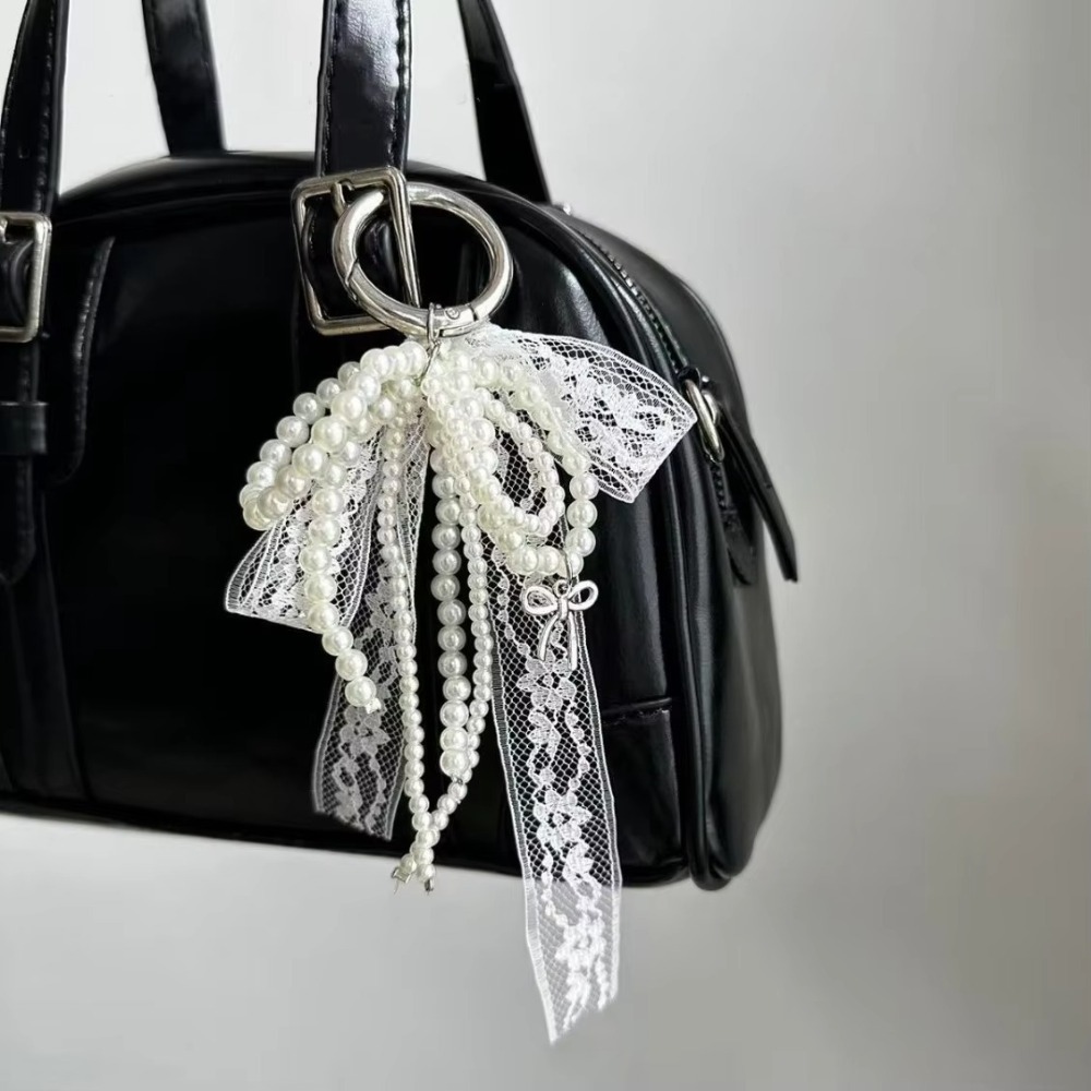 Moda metal pérola frisado chaveiro pêssego coração forma borla decoração saco de contas corrente pingente jóias saco acessórios: Amarelo