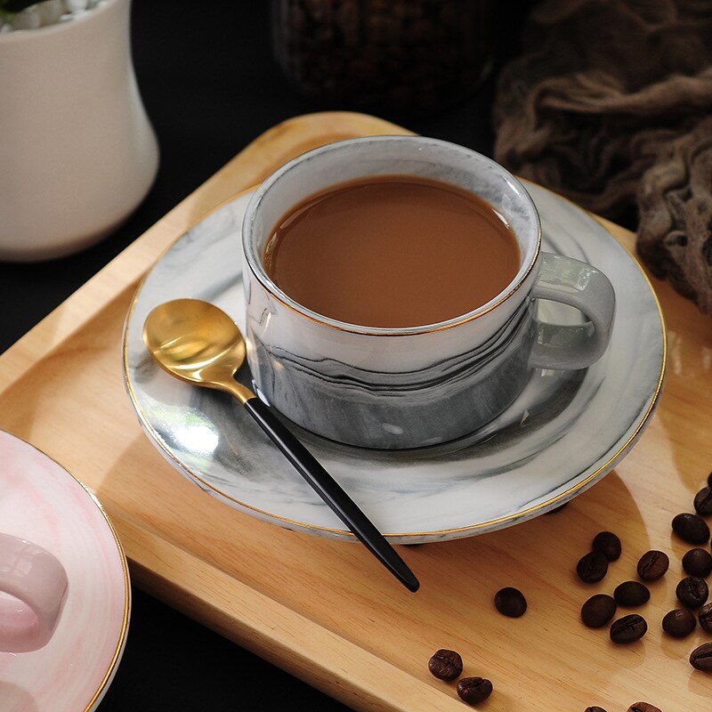 Nordic INS Golden Black Coffee Cup Ceramic Cup Dish Coffee Three-piece Office Tray Ceramic Cup