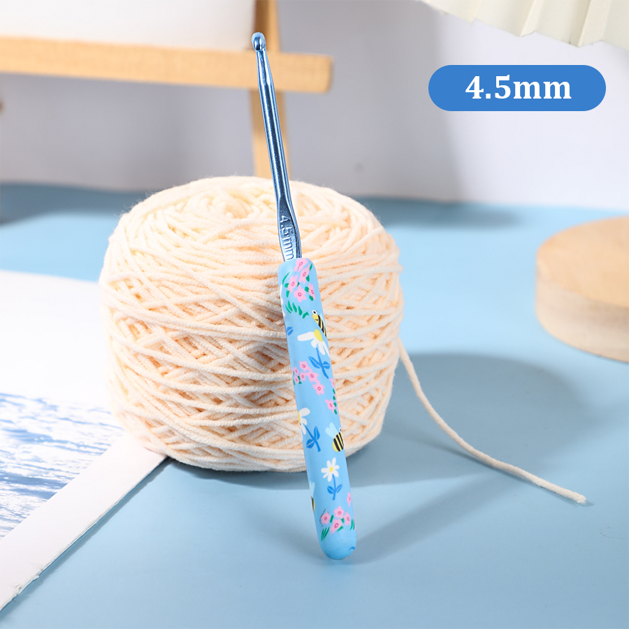 1 Stück/2,0–10,0 mm kleine Biene bedruckte Häkelnadeln, Häkelnadeln für Anfänger und Stricken, Häkelgarn, DIY-Bastelbedarf: Licht Gelb