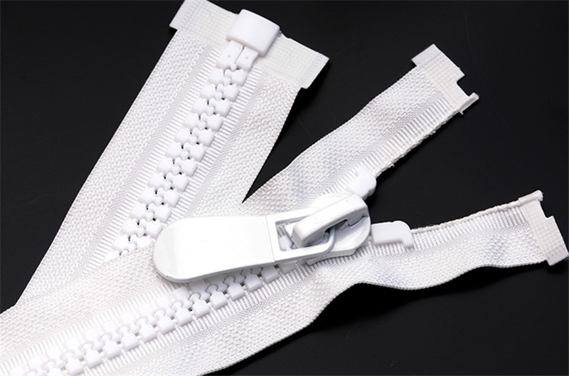 #8 Plastic Resin Zipper Black White Open End Zip Double Sliders Down Jacket Coat for DIY Sewing Clothing Tent Awning zippers: White single slider / 90 cm