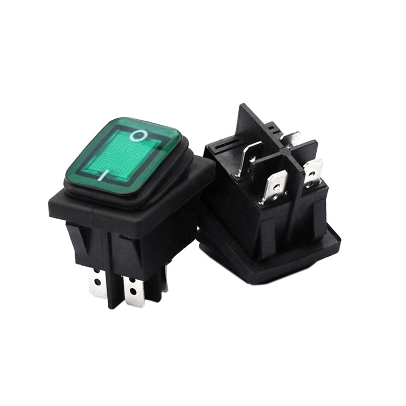 Waterproof rocker switch with light 4 pins on/off seal switch 220V red black lighting 16A car boat button with LED light