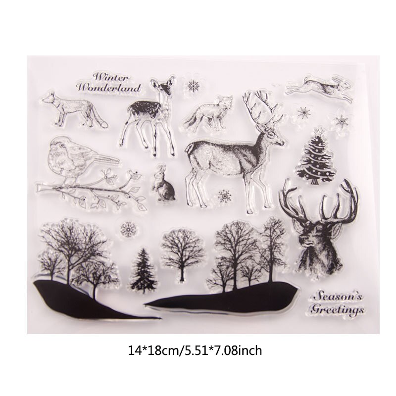 Dolcevita jul santa skov træ klart stempel snefnug hjorte gennemsigtig silikone stempel segl til diy scrapbooking papir kort: Rådyr stempel