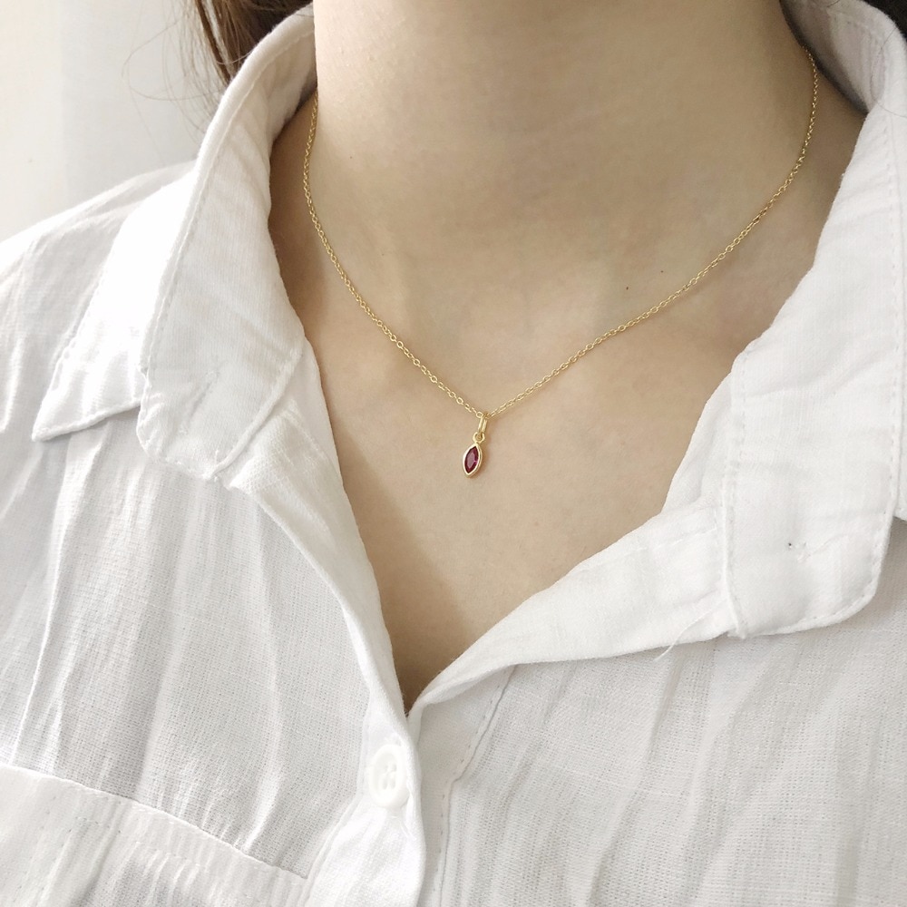 Rouge zircon coeur 925 en argent sterling collier simple à la collier pendentifs pour femmes bijoux à breloques