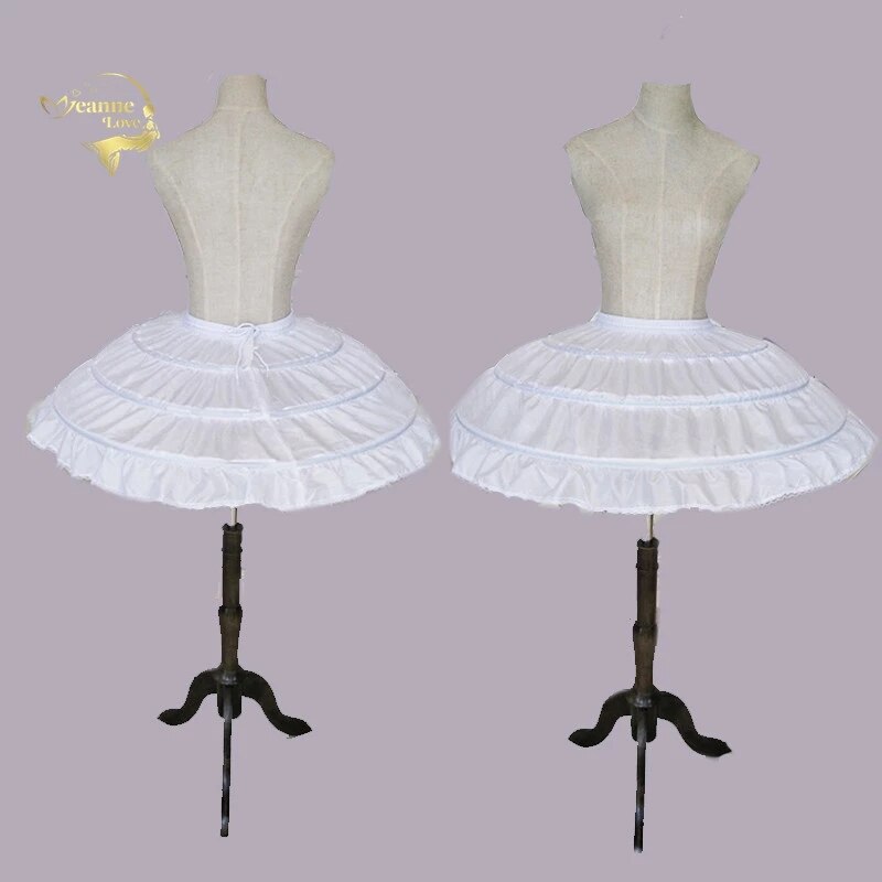 Enaguas blancas de 3 aros para Vestido corto, falda de Ballet, crinolina, cintura elástica ajustable, corte Jupon