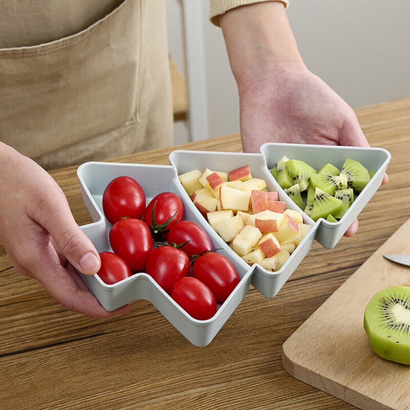 Platos de plástico con forma del árbol para el desayuno, bandeja creativa para aperitivos, frutos secos, semillas, frutas secas, suministros de cocina casera