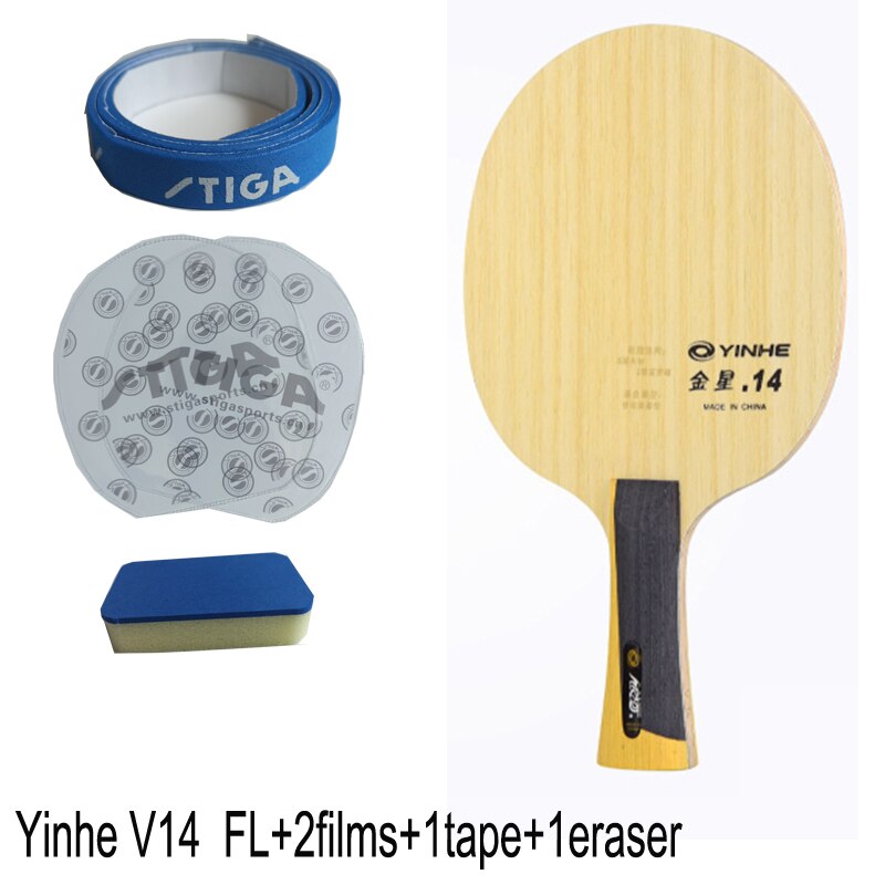 Original Yinhe V14 V-14 table tennis carbon blade steady high elastic fast loop table tennis racket ping pong racket: V14 FL eraser