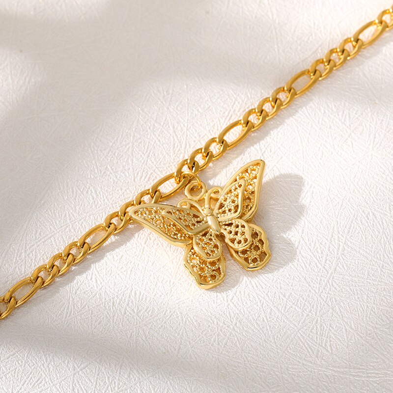 Charm Rvs Vlinder Enkelbandje Voor Vrouwen Gold Link Vlinder Armband Bruidsmeisje Beste Vriend Sieraden Zomer Strand