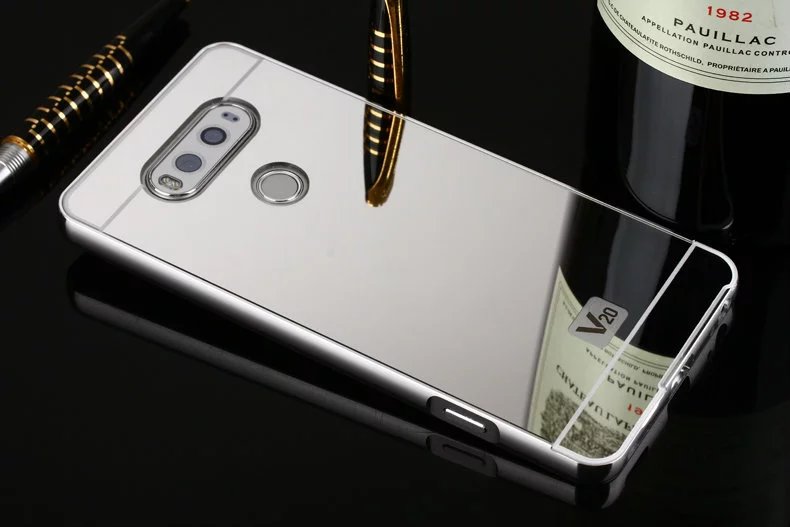 Luxe Rose Goud Spiegel Gevallen Voor LG V10 Alumimum Metalen Frame shell Cover voor LG V20: For LG V10 / Silver