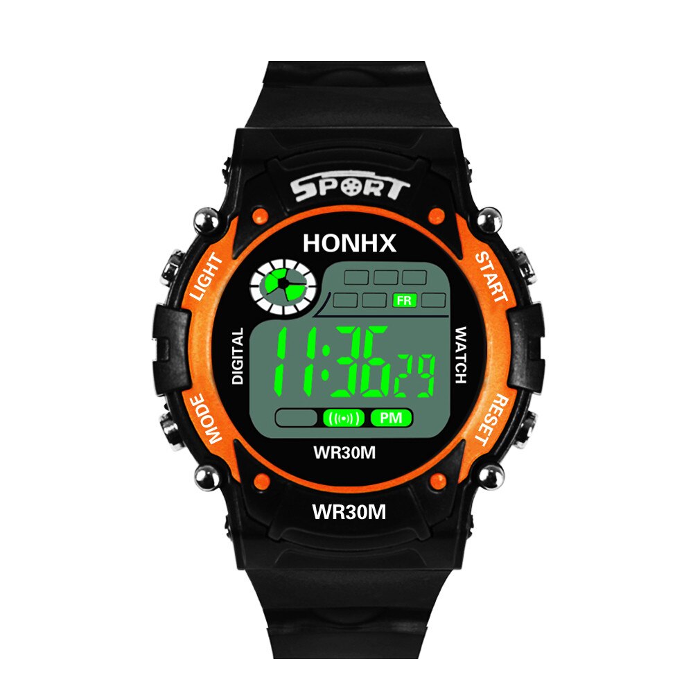 Men Watches Digital Analog LED Display With Alarm Date Watches Male Outdoor Sports Silicone Wrist Clock Reloj Hombre homme: Orange 