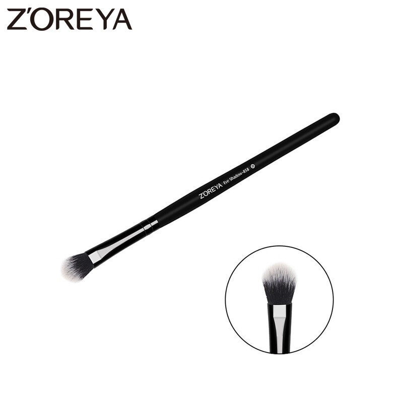 ZOREYA Professionele Oogschaduw Make-Up Borstel Zwart Houten Handvat Synthetische Vezels Cosmetische Gereedschap Voor Schoonheid: Default Title