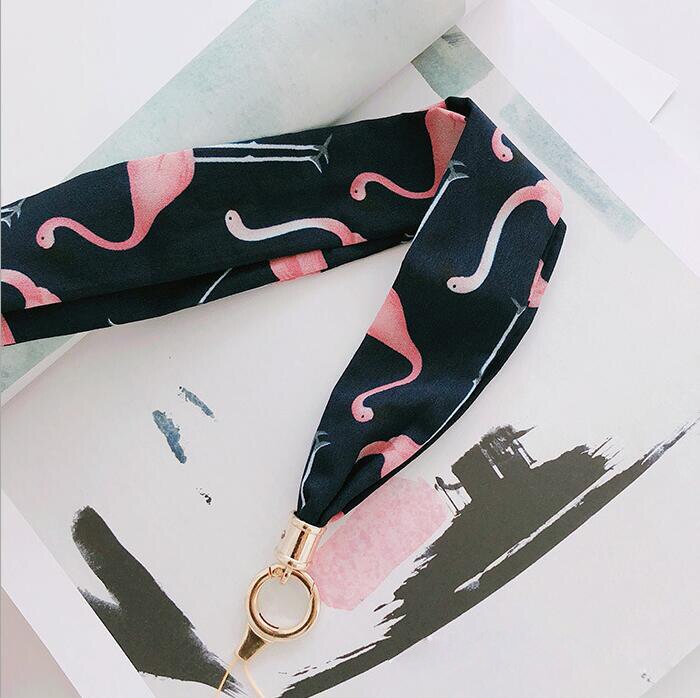 Korean style small fresh neckband silk wide necklace lanyard key ID card gym mobile phone with USB badge clip lanyard: Red / Pink