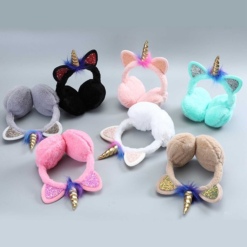 Winter Ear Muffs Kids Lovely Thicken Plush Unicorn Warmer Earmuffs Oreille Ear Cover Oorwarmers Dames