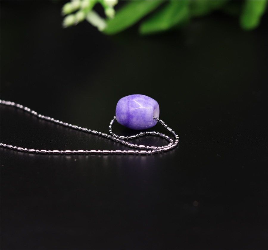 1pc Natural Blue and white porcelain jade Lucky Beads Pendant Chinese Necklace Jewellery Amulet Man Women