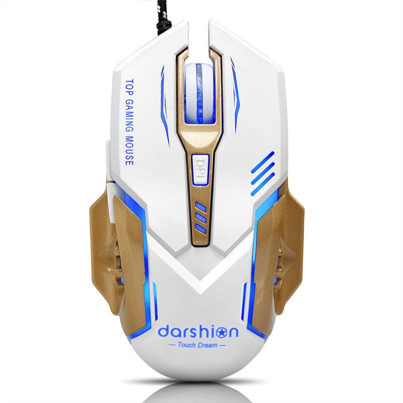 Gaming Mouse Computer Wired Glow Macro Definition Mice 6 Buttons 3200DPI USB Optical For Laptop Desktop: MZ17 White