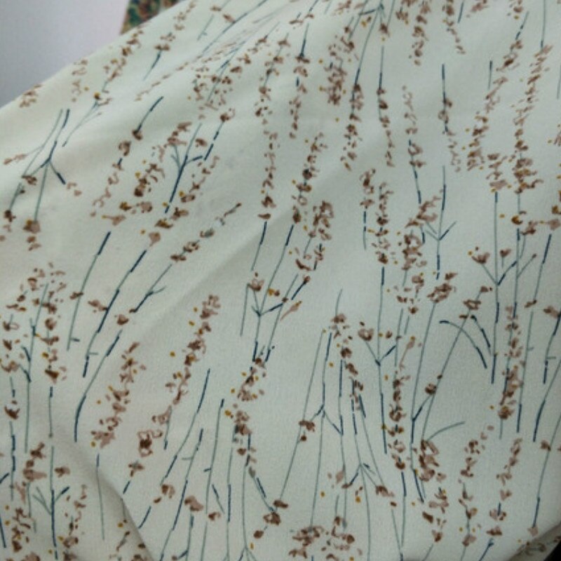 Stof print chiffon blomstret nederdel stof skjorte nederdel kjole kjole drapering stof: Cremet