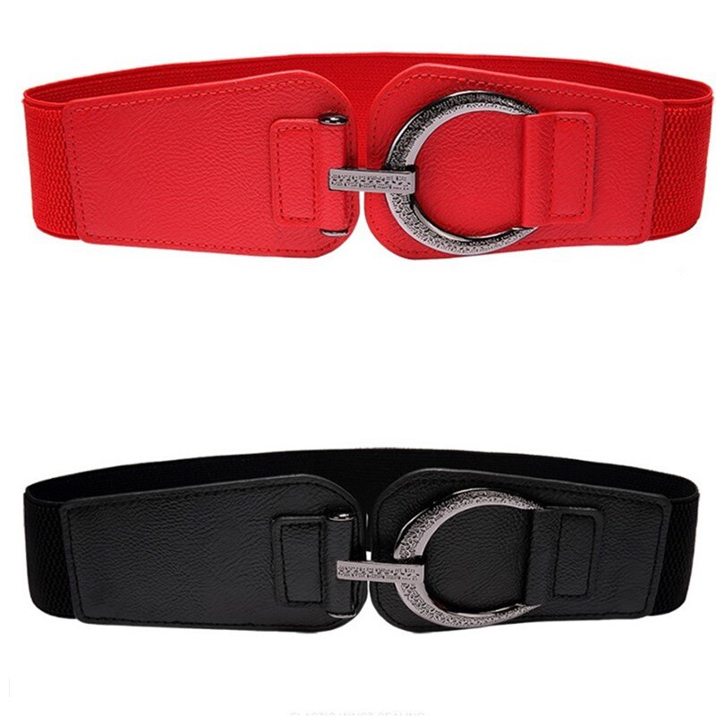 Mode Zwarte Cumberbanden Dame Brede Elastische Lederen Riem Jurk Jas Buikband Ceinture Luxe Gordel Rode Vrouwen