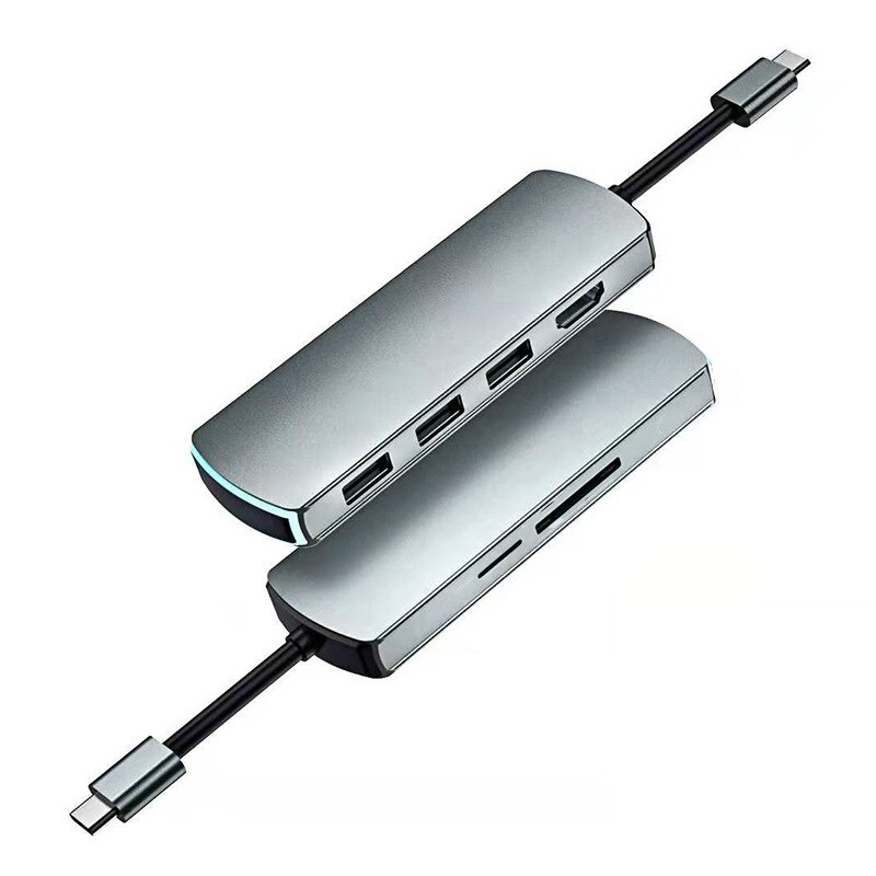 USB C Hub USB C HDMI Adattatore 6 In 1 Tipo C Hub con 4K USB C a HDMI, carta di DEVIAZIONE STANDARD TF Reader 3 Porte USB 3.0 con la Respirazione Luce per