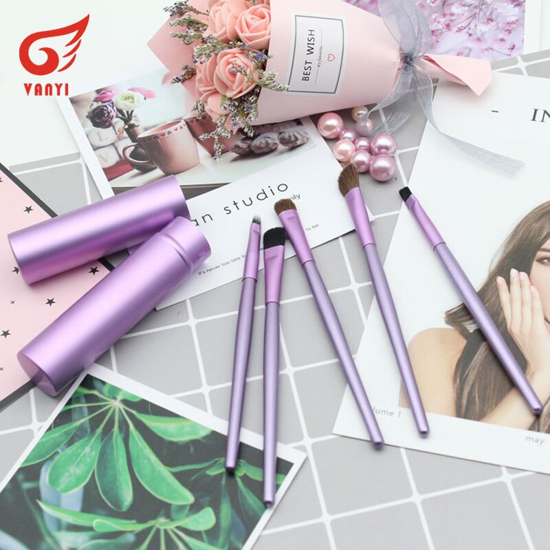 5pcs Travel Portable Mini Eye Makeup Brushes Set Smudge Eyebrow Eyeshadow Eyeliner Brush Lip Make Up Brush kit