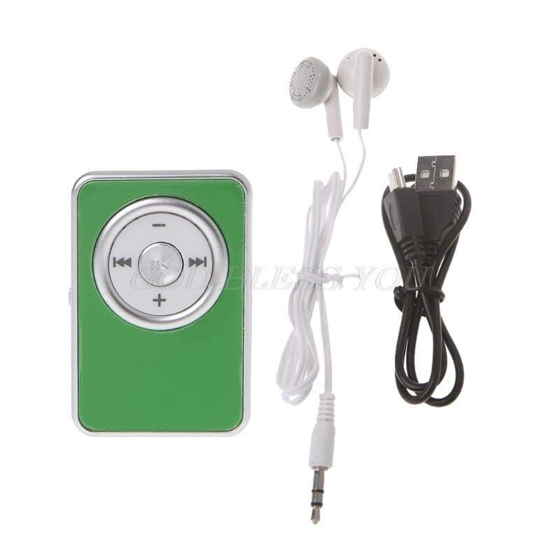 Mini klip musik media  mp3 afspiller understøtter tf micro sd kort med øretelefon usb kabel: Gn
