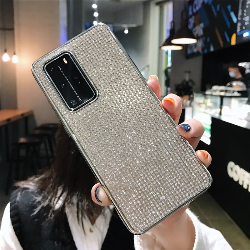 P20 P30 P40 Pro Lite Case Luxury Full Diamond Bling Soft Back Cover for Huawei Mate 30 20 Pro Nova 5T Plating Rhinestone Etui: Huawei P30 Pro