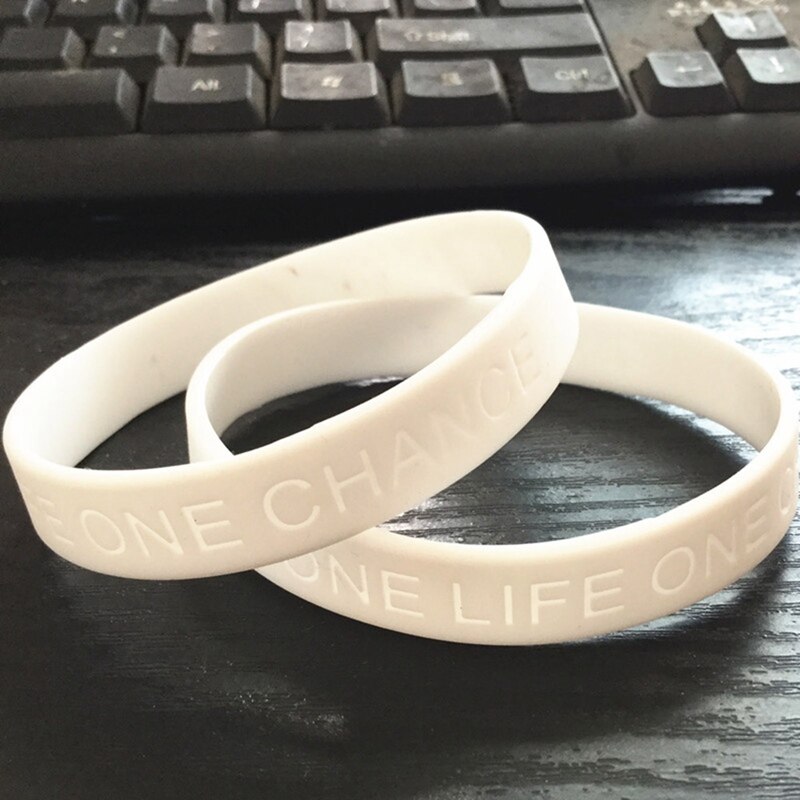 Pulsera de silicona para hombre y mujer, brazalete de goma de silicona Unisex, One Life, One Chance Never Give Up, I Promise Motivation Sport, 1 unidad