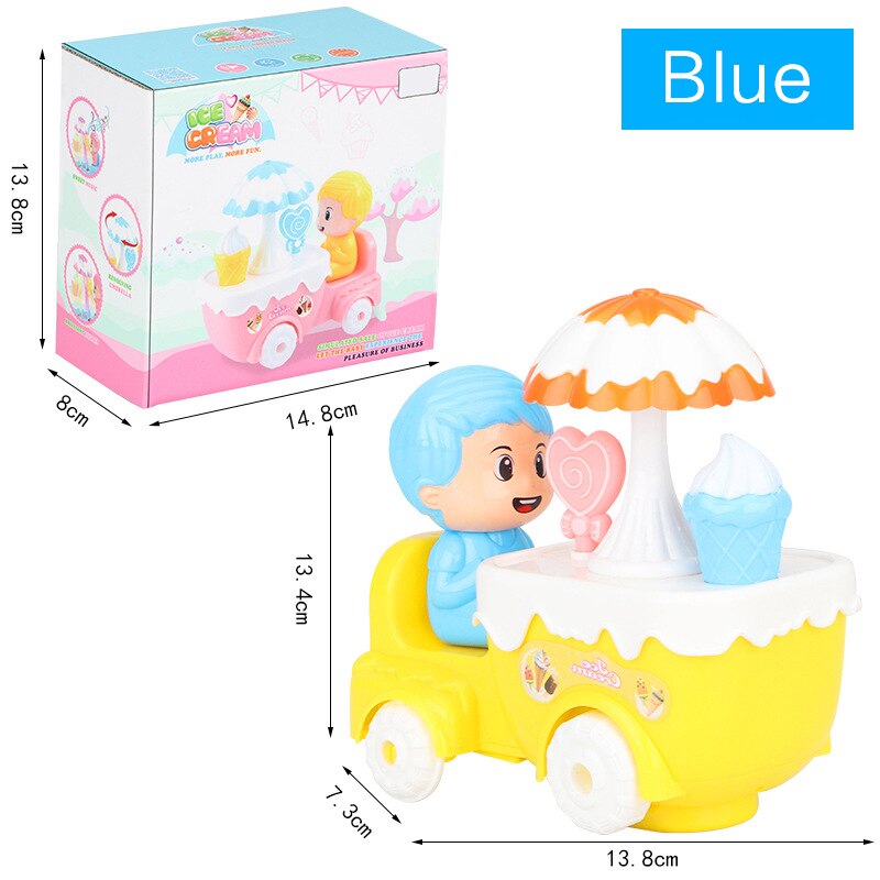 Elektrische Pretend Play Food Set Ijs Winkelwagen Speelgoed Jongens En Gires Speelgoed Met Muziek En Licht: blue