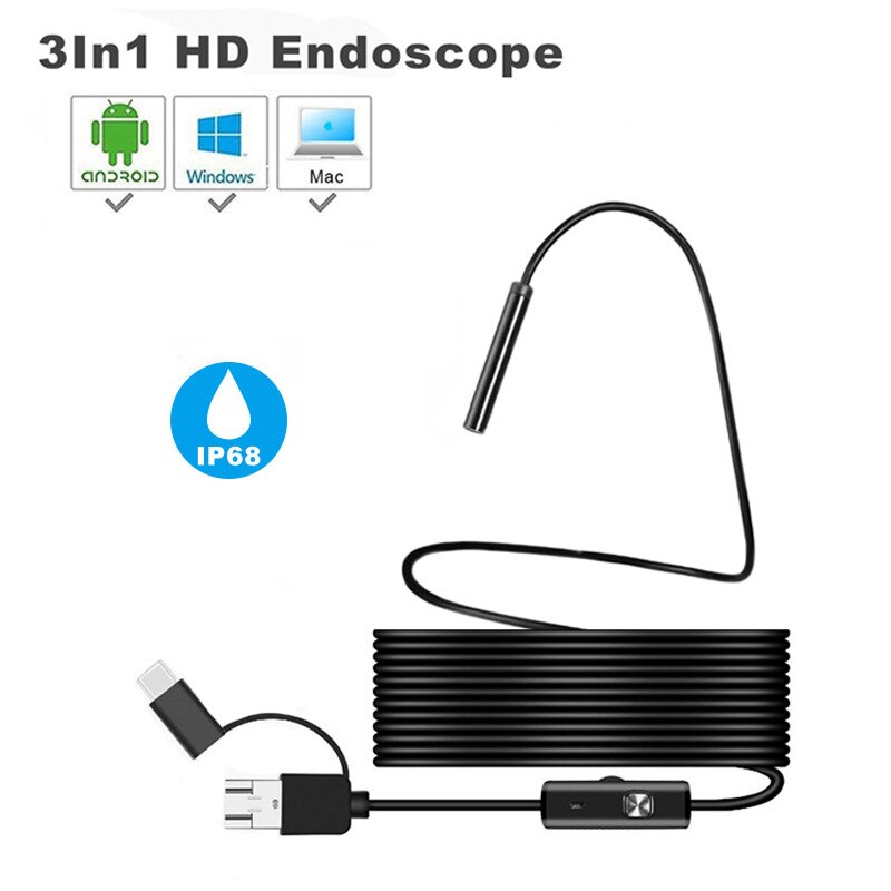 5.5mm Lens Waterproof Android Endoscope Camera 1m 2m 3.5m 5m 10m hard Soft Flexible Wire USB Surveillance Endoscope Camera