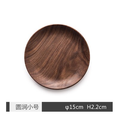 Plateaux créatifs en bois café et thé en bois naturel pour Fruits et Desserts, assiette à petit déjeuner en noyer rond Eco naturel: S