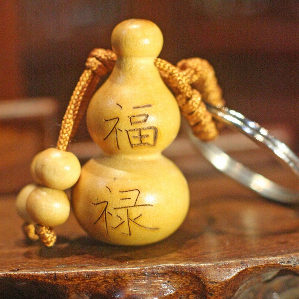 1 Pc Car Hange Lucky Mahogany Gourd Craft Chinese Traditional Fortune Keyring Decor Keychain