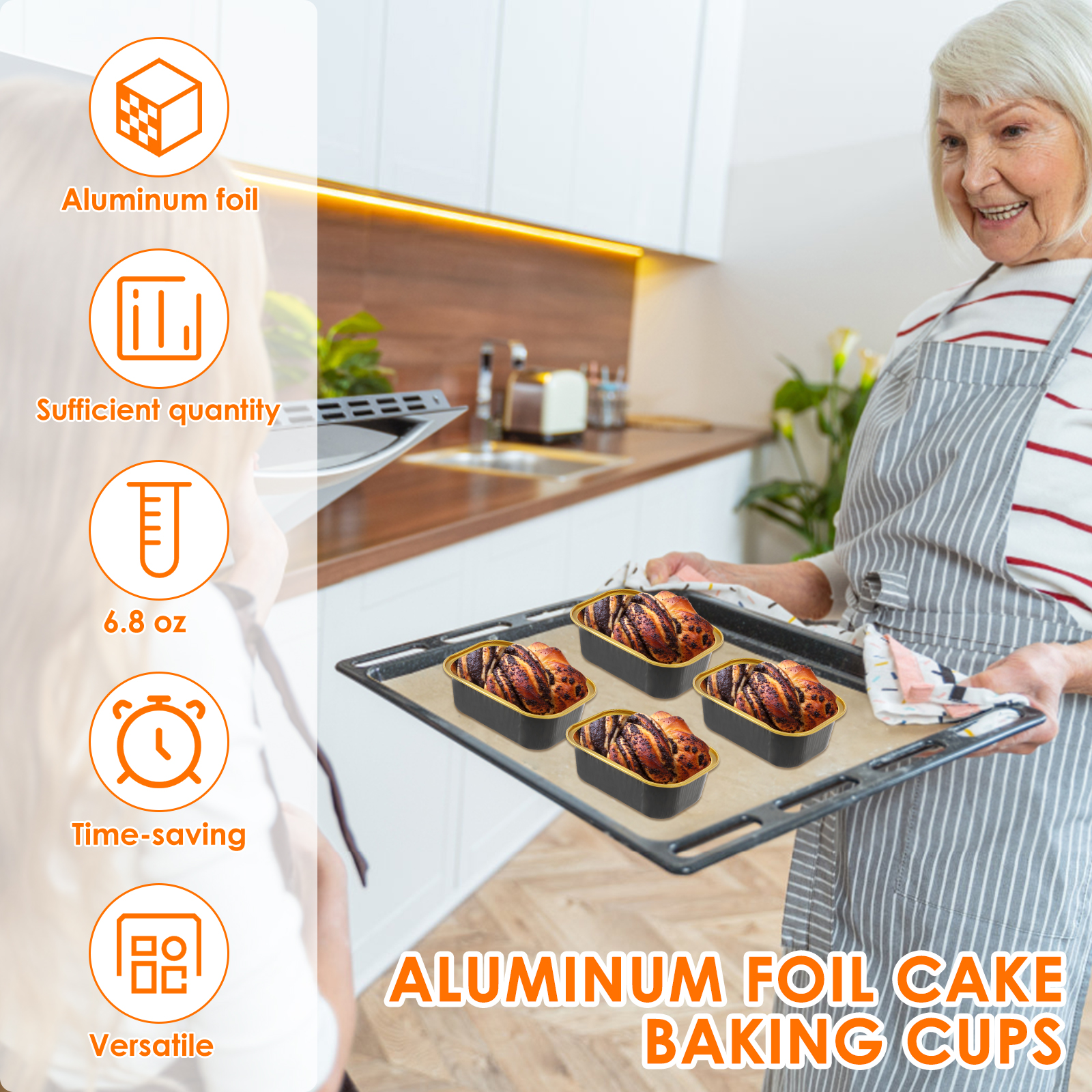 50/100 Stück Mini-Kuchenformen mit Deckel und Löffel, Backformen aus Aluminiumfolie, Mini-Schokoladenbehälter, Muffin-Dosen, Laibpfannen, Küche