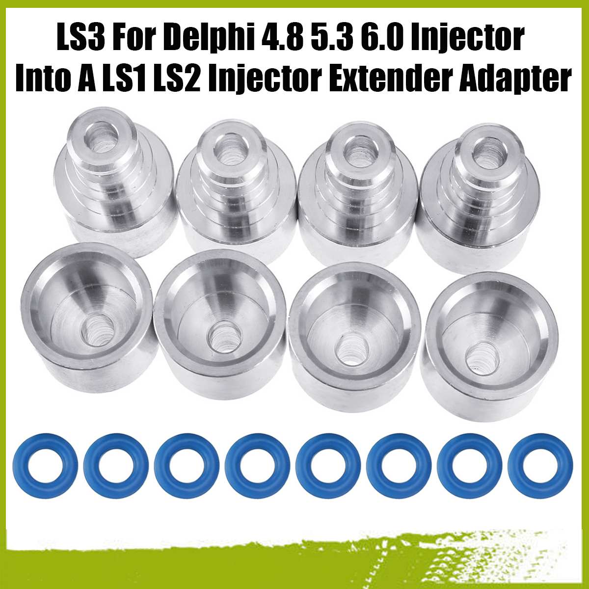 8 Stks/set Aluminium LS3 Injector In Een Voor LS1 Voor LS2 Injector Extender Adapter Top Hoed Voor Delphi 4.8 5.3 6.0