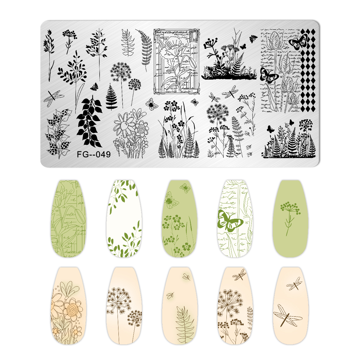 Blätter Blume Streifen Gänseblümchen Stempelplatten Lotus Rose Nagelstempel Vorlagen Aprikosen Blumendruck Schablonen Vorlagen: light khaki