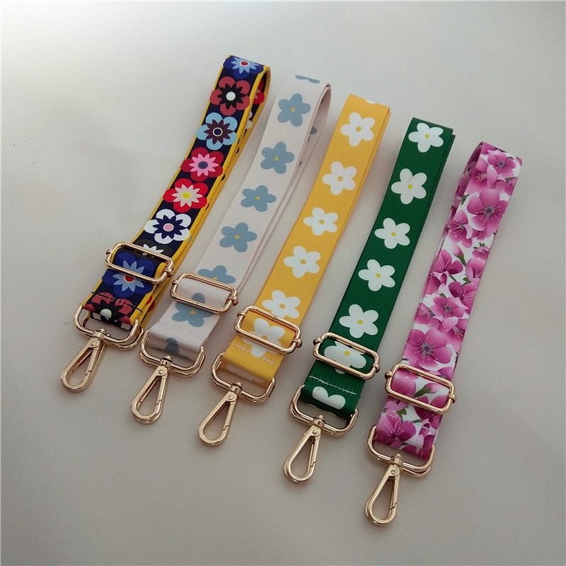 Rainbow Belt Bag Straps Nylon Flower Women Shoulder Strap Adjustable Wide Strap Parts for Bag Accessories Handle