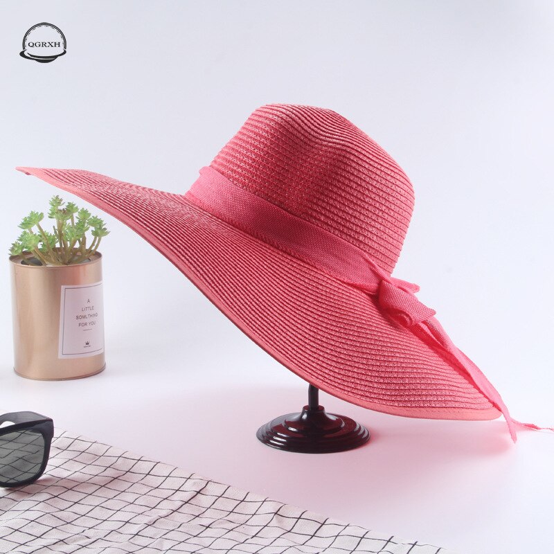 printemps été chapeau de paille femmes tempérament nœud papillon grand bord soleil chapeau Panama Style extérieur plage parasol chapeau de soleil