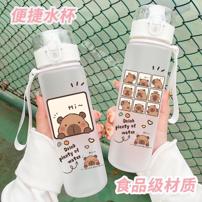 Botellas de bebida de rebote Capybara de 560ml, botella de agua de plástico barata Popular de dibujos animados, promocionales reutilizables, taza de agua de Capybara