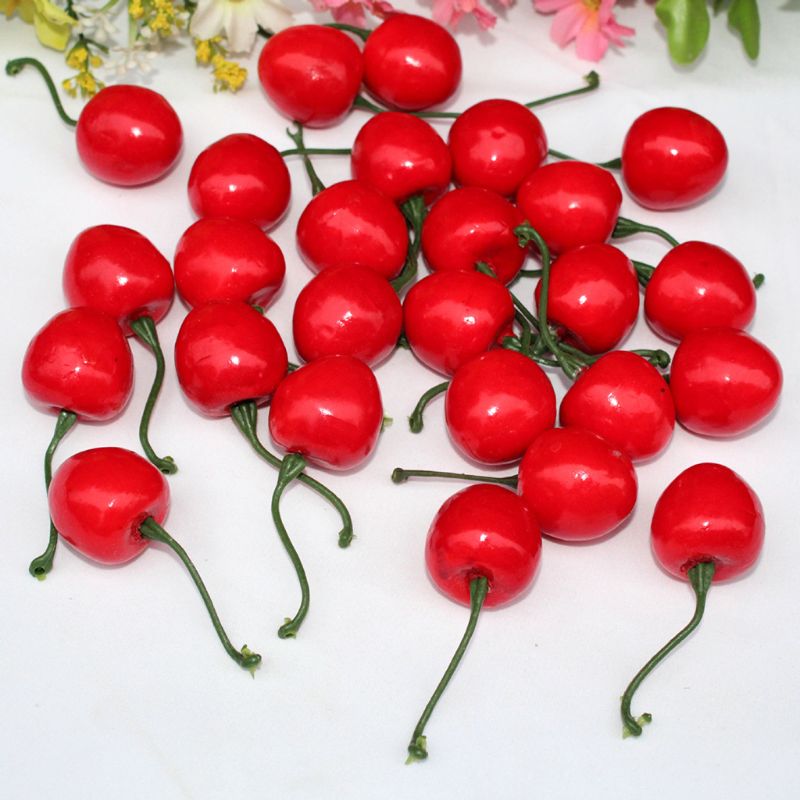 20 stks/zak Herbruikbare Levensechte Simulatie Kleine Kersen Kunstmatige Rood Fruit Model voor Fotografie Studio Foto Achtergrond Props