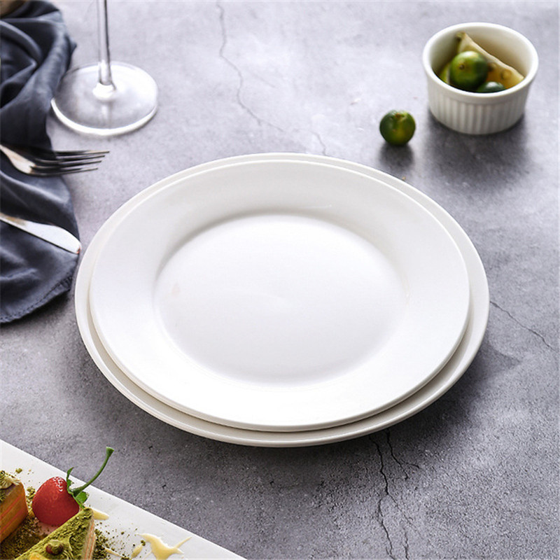 Porcelain &amp; Ceramic Dinner Plate Round 5-10 Inches Wedding Kitchen Tableware Steak &amp; Cake Dessert Dishes White