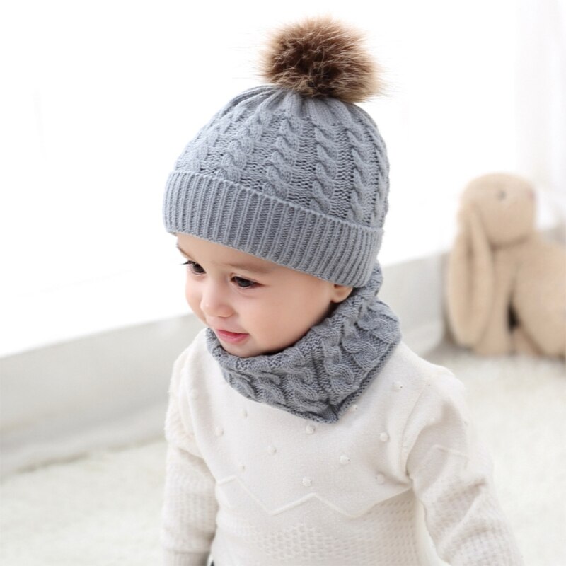 Gorro de punto para bebé, gorro cálido para la oreja, bufanda para bebé de 0 a 36 meses, gorro de invierno y pañoleta