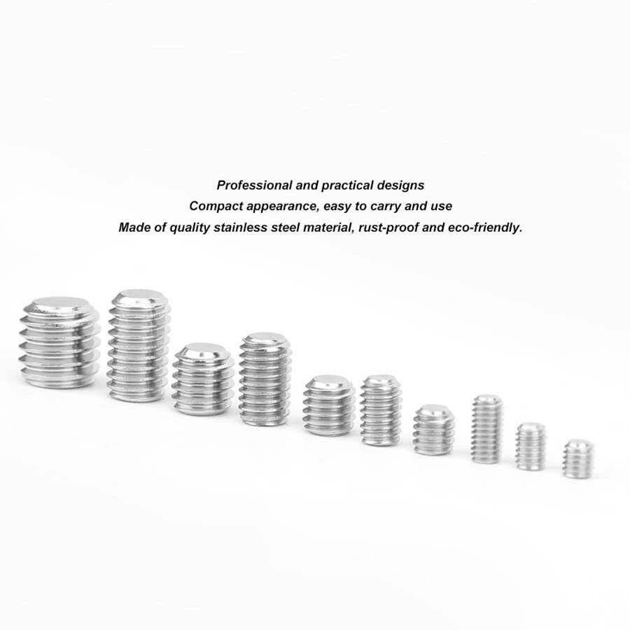 200pcs Stainless Steel Flat Point Hex Socket Grub Screw for Precise Instrument M3/M4/M5/M6/M8 Tool