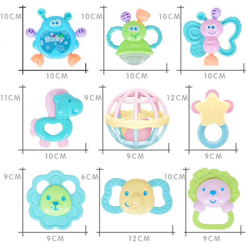 10 PZ/impostato Giocattoli Del bambino A Mano Tenere tintinnio tremante Campana Bella Mano Scossa Campana Anello Del bambino Sonagli Giocattolo Del bambino Appena nato 0- 12 mesi Massaggiagengive