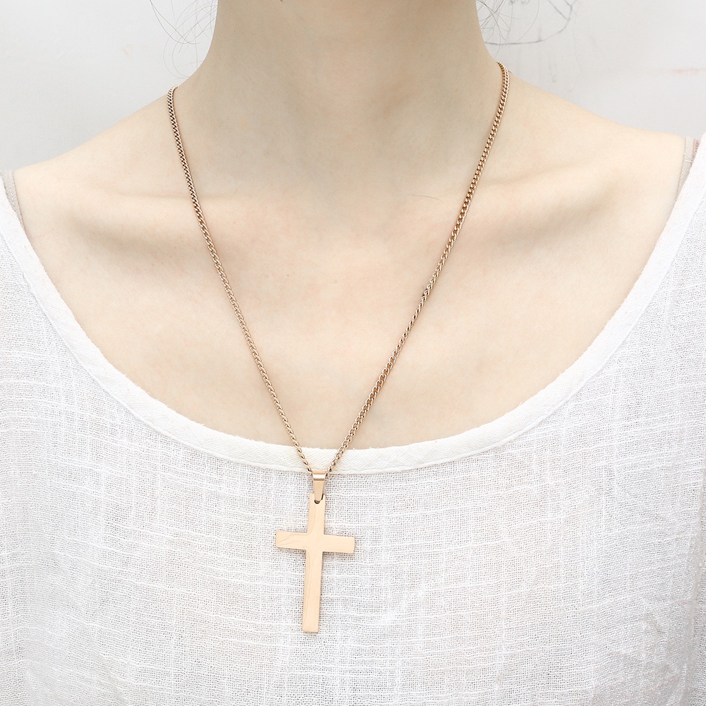 Collar cruzado de acero inoxidable para mujeres, hombres, adolescentes, niñas y niños, collar con colgante Vintage Simple, joyería para aniversario religioso